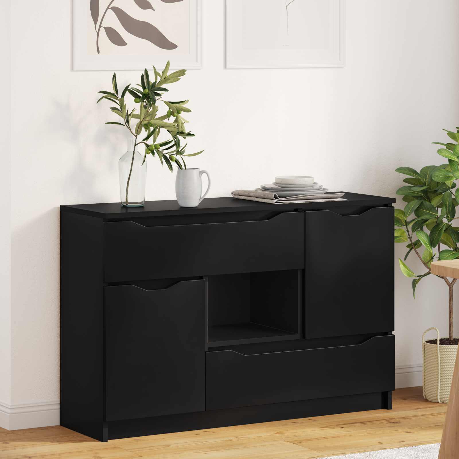 Buffet Noir 100 x 30 x 65,6 Bois d'ingénierie - XIOS