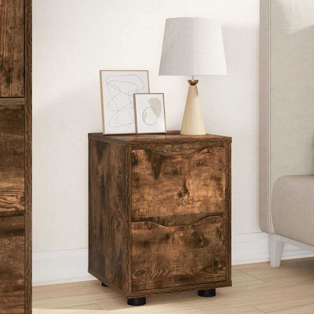 Tables de chevet avec tiroir 2 pcs Chêne fumé 30,5 x 30 x 43 cm - XIOS