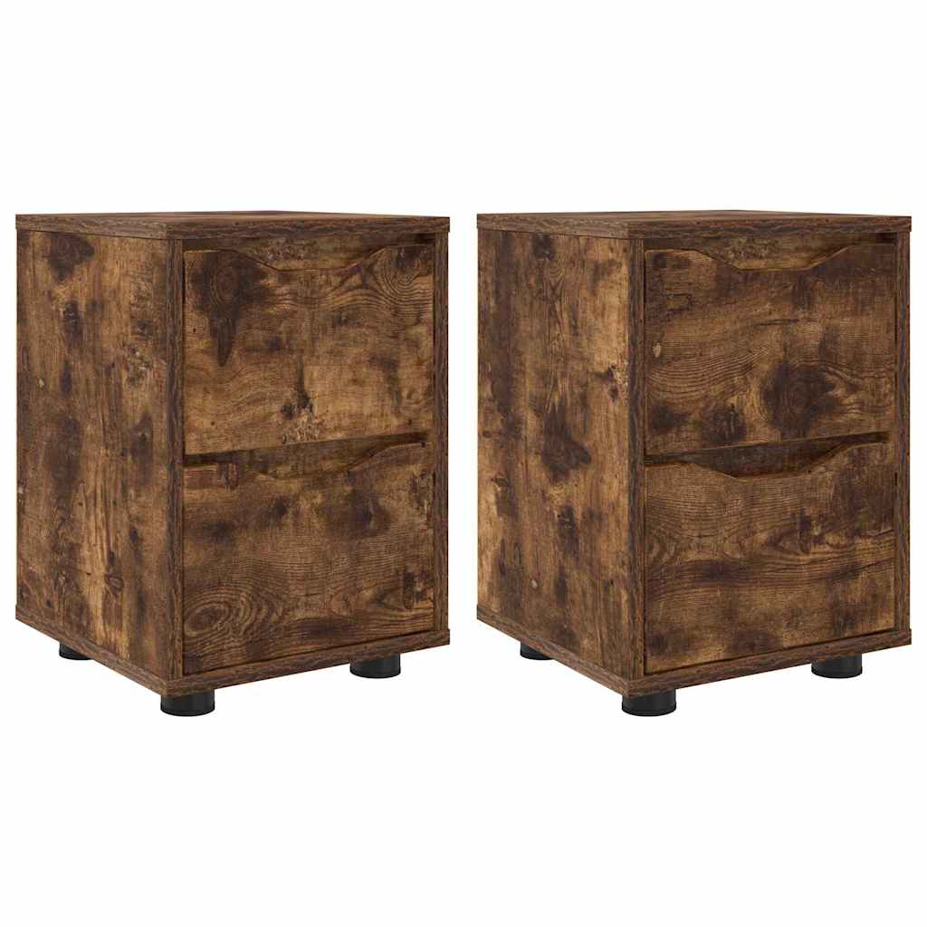Tables de chevet avec tiroir 2 pcs Chêne fumé 30,5 x 30 x 43 cm - XIOS