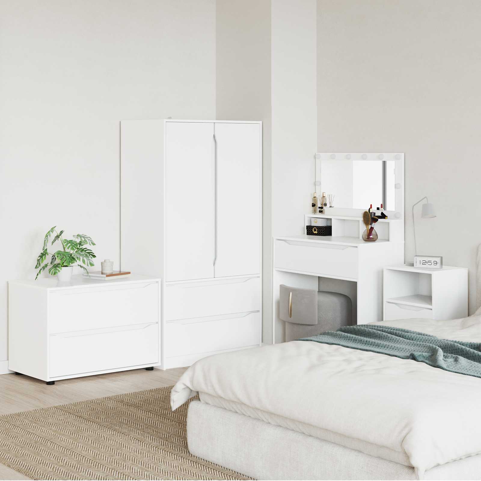 Armoire de rangement 80 x 48 x 57 cm Bois d'ingénierie Blanc - XIOS