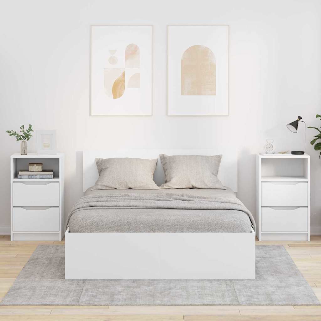 Tables de chevet 2 pcs Blanc 40 x 30 x 467 cm Bois d'ingénierie - XIOS