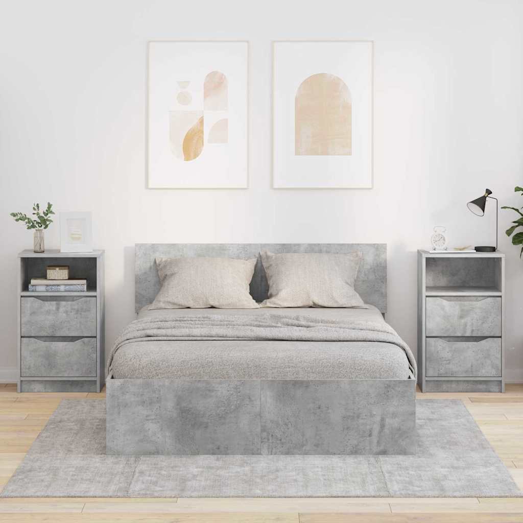 Tables de chevet avec tiroir 2 pcs Gris béton 40 x 30 x 467 cm - XIOS