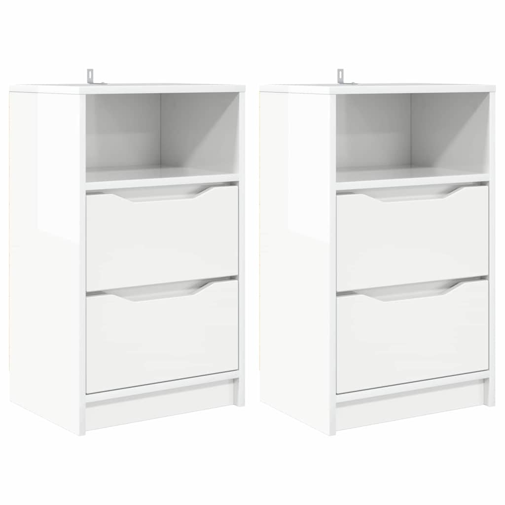 Tables de chevet 2 pcs Blanc brillant 40 x 30 x 467 cm - XIOS
