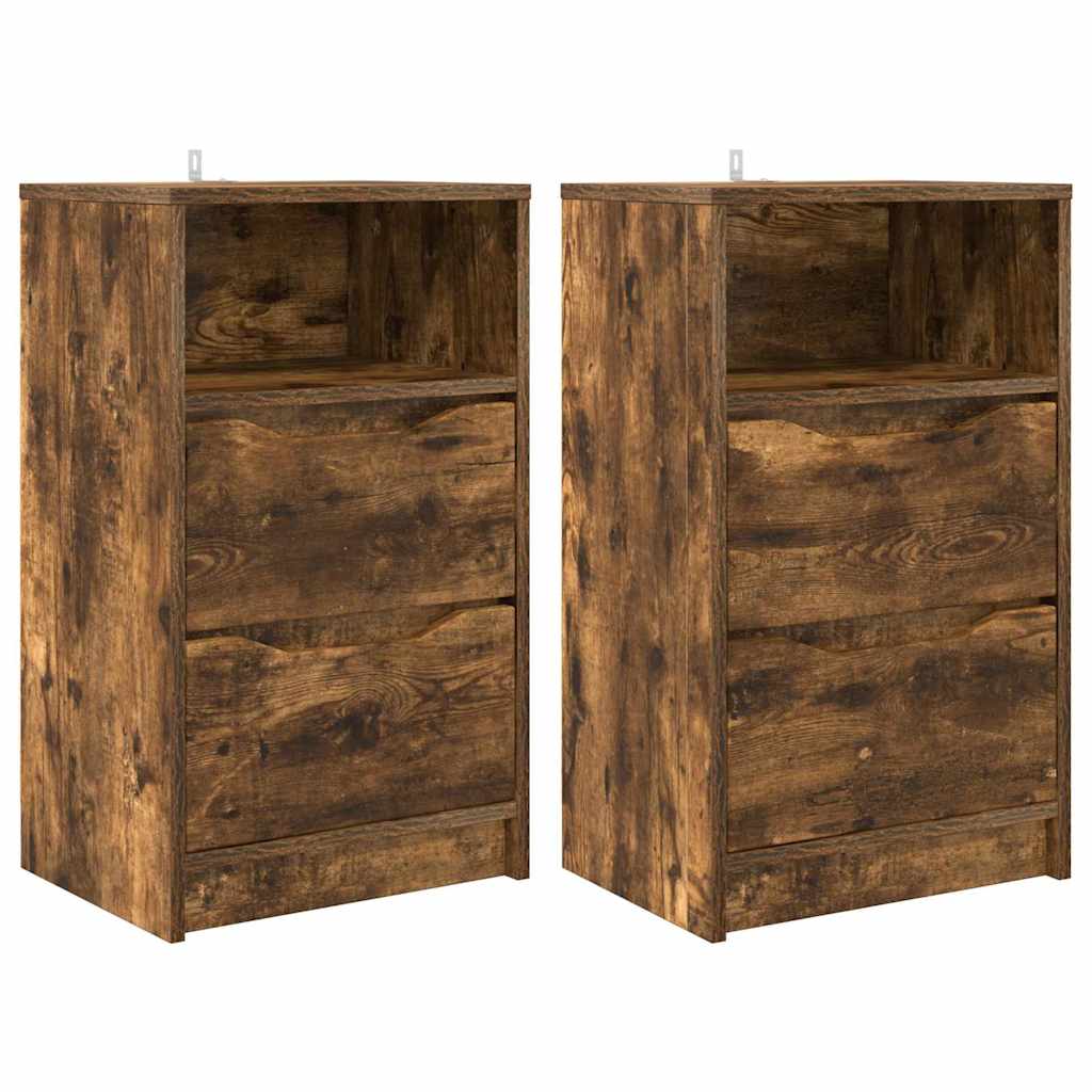 Tables de chevet avec tiroir 2 pcs Chêne fumé 40 x 30 x 467 cm - XIOS