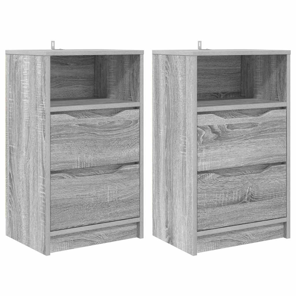 Tables de chevet avec tiroir 2 pcs Gris Sonoma 40 x 30 x 467 cm - XIOS