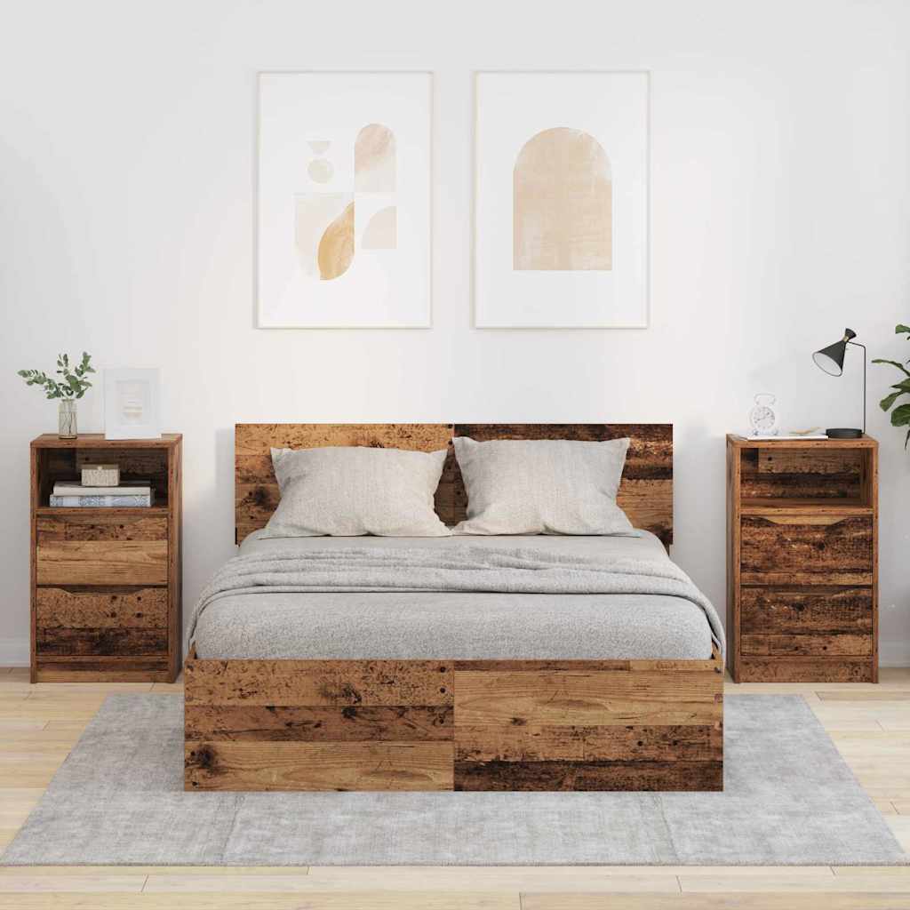 Tables de chevet avec tiroir 2 pcs Bois Ancien 40 x 30 x 467 cm - XIOS
