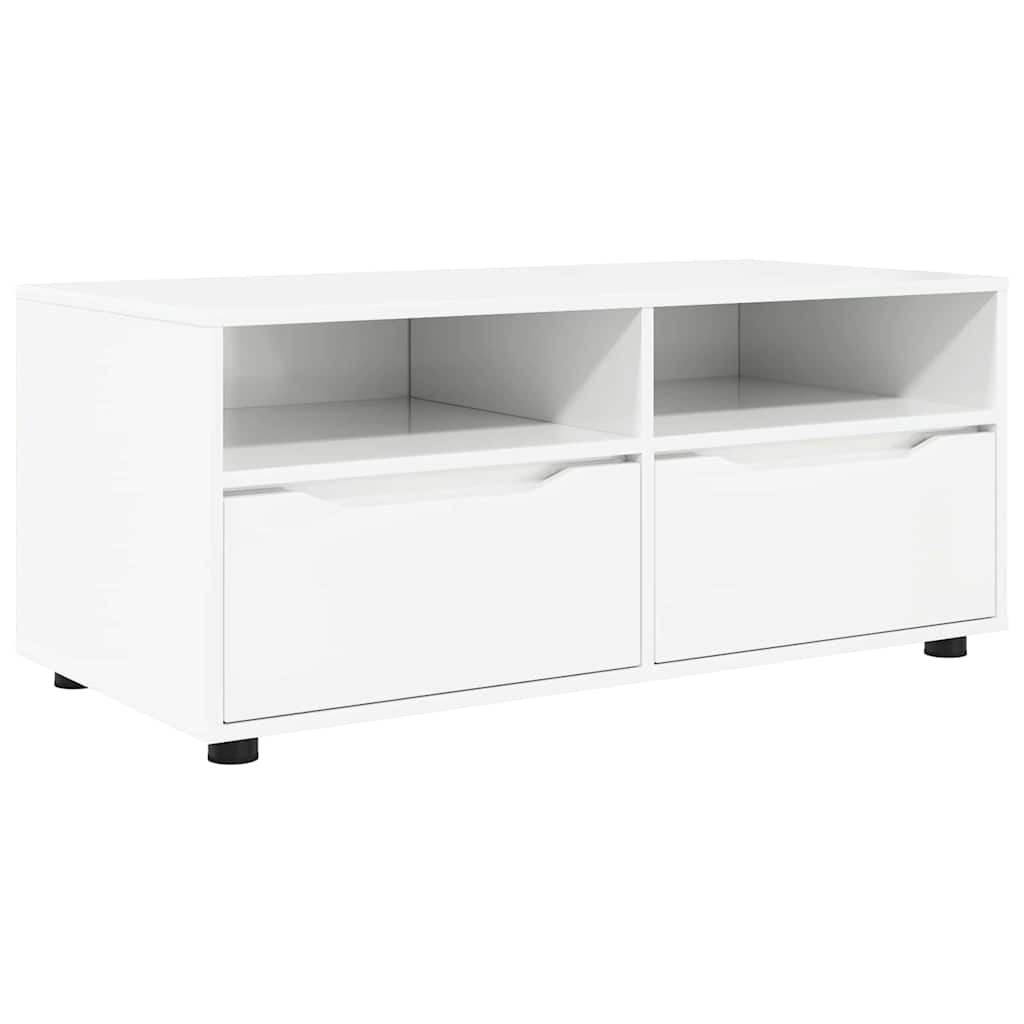 Meuble TV Blanc brillant 100 x 48 x 43 cm Bois d'ingénierie - XIOS