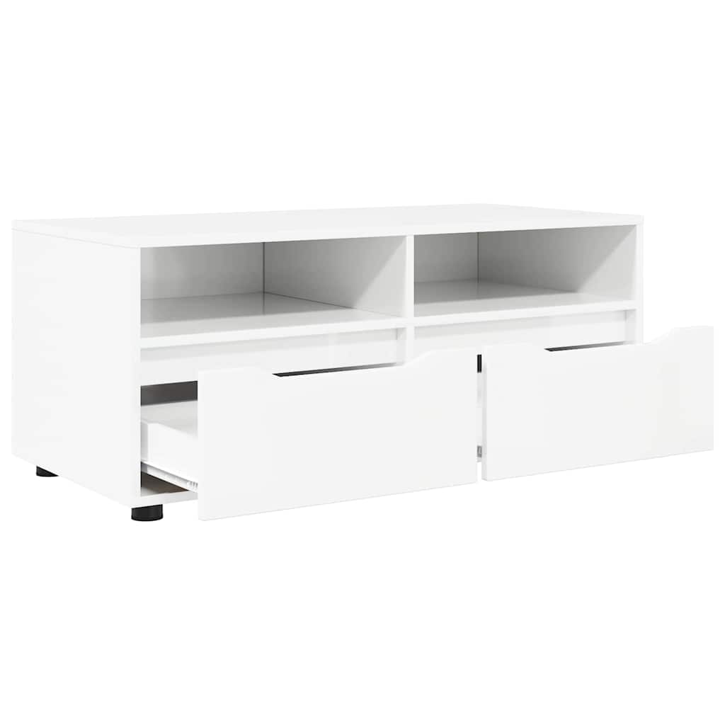 Meuble TV Blanc brillant 100 x 48 x 43 cm Bois d'ingénierie - XIOS