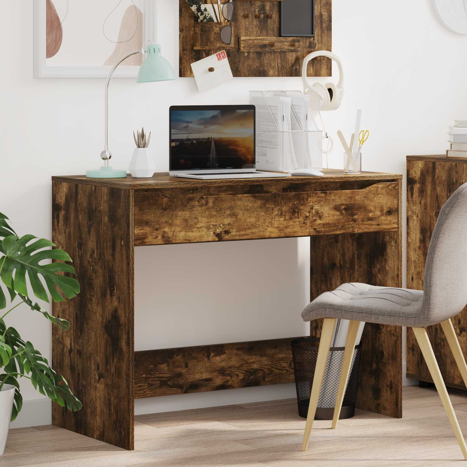 Bureau avec tiroir avec tiroir Chêne Fumé 100 x 50 x 78 cm - XIOS