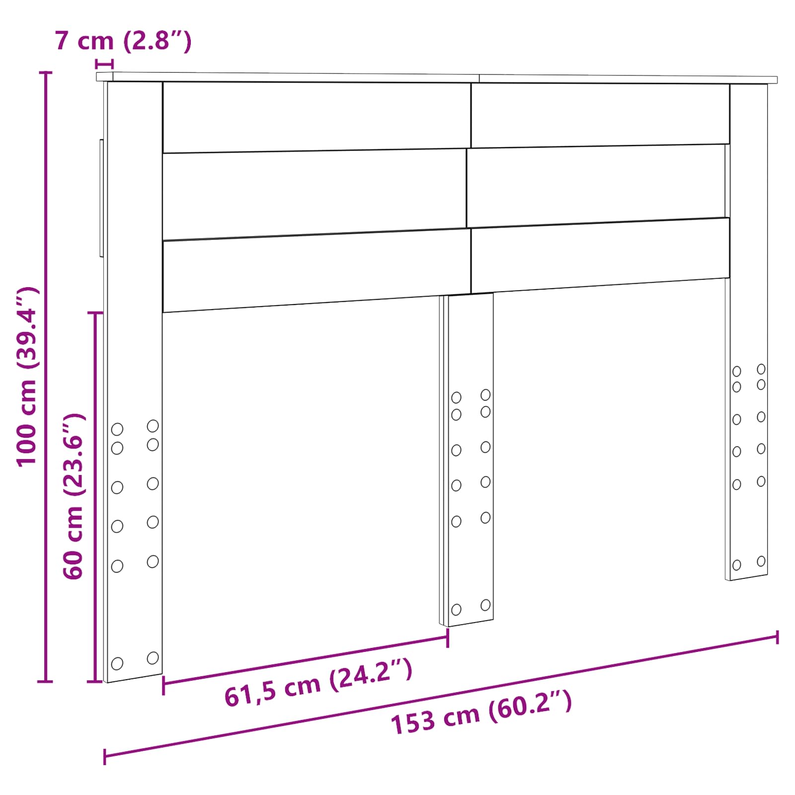 Tête de lit Gris béton 150 cm Bois d'ingénierie - XIOS