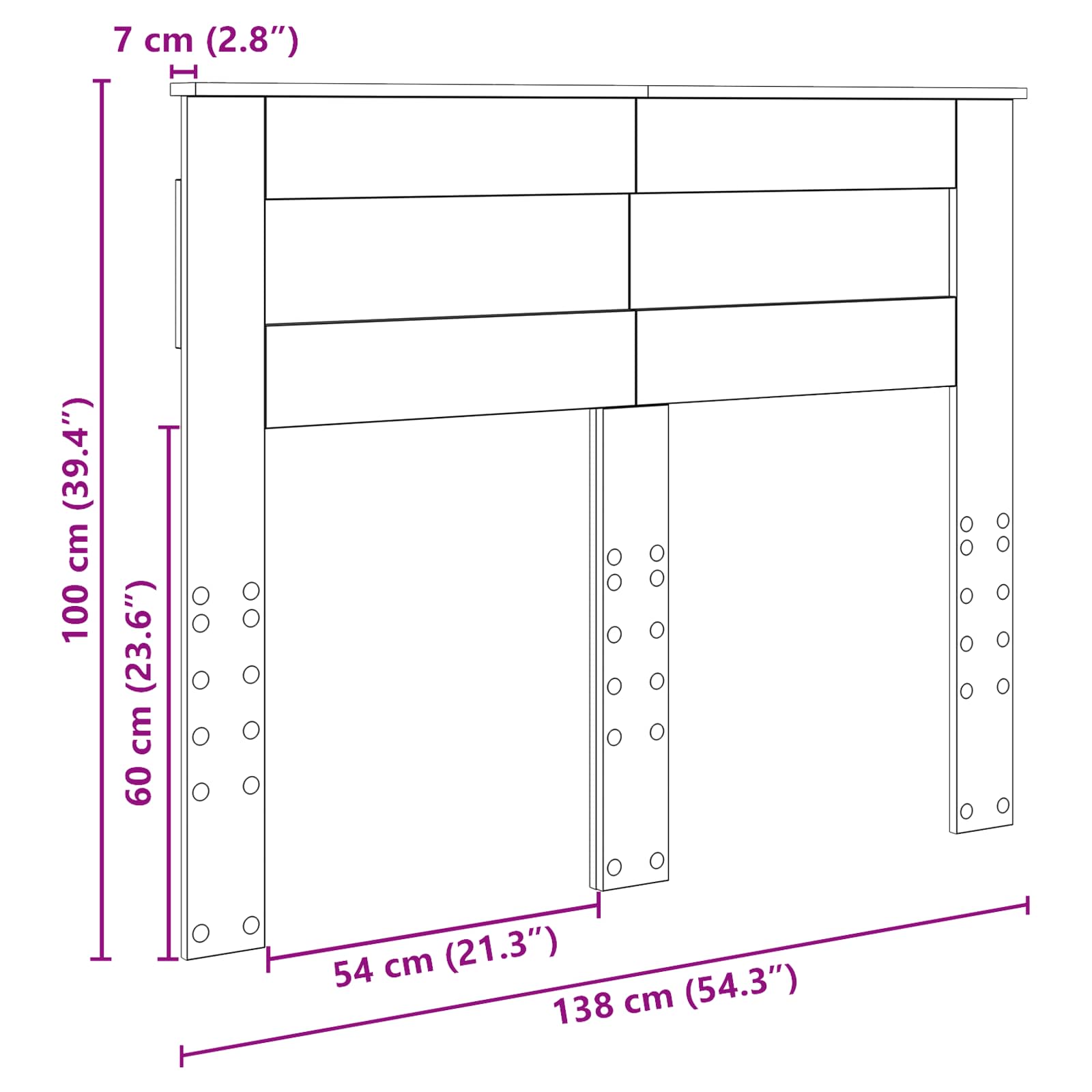 Tête de lit Gris béton 135 cm Bois d'ingénierie - XIOS