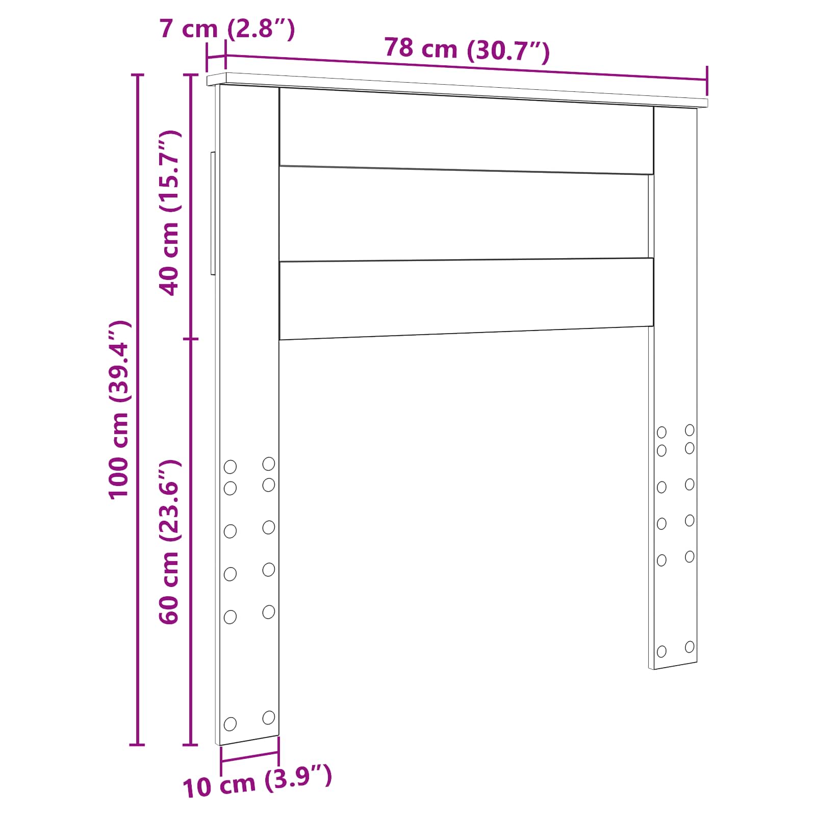 Tête de lit Gris Sonoma 75 cm Bois d'ingénierie - XIOS