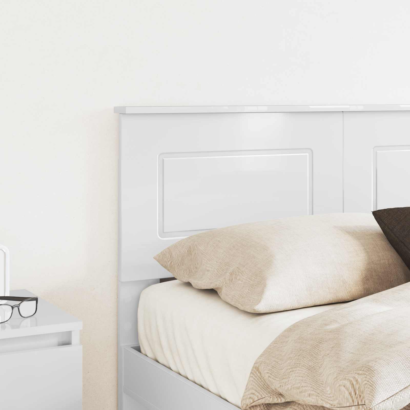 Tête de lit Blanc Brillant Bois d'ingénierie - XIOS