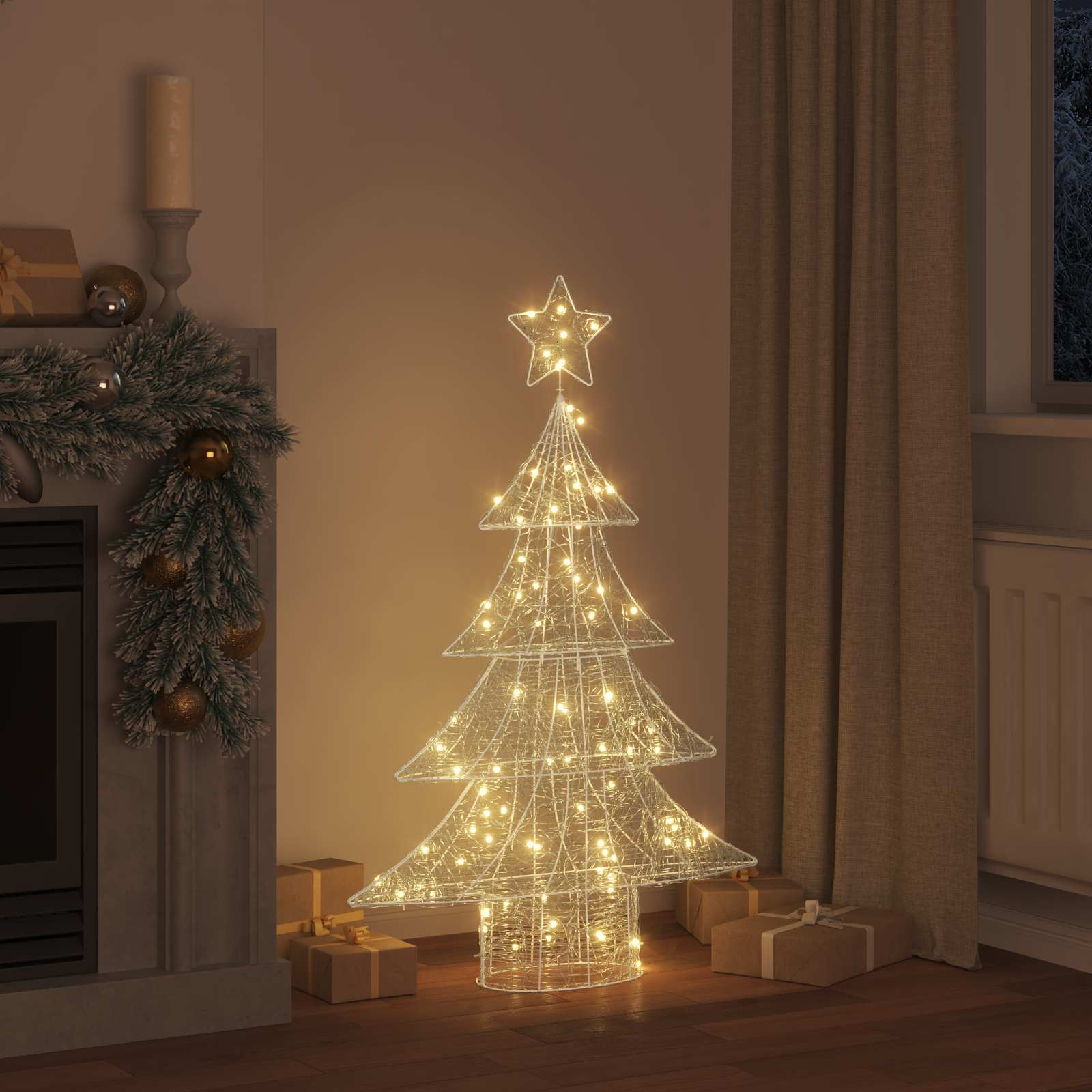 Sapin de Noël avec 100 LED Blanc chaud 120 cm Acrylique - XIOS