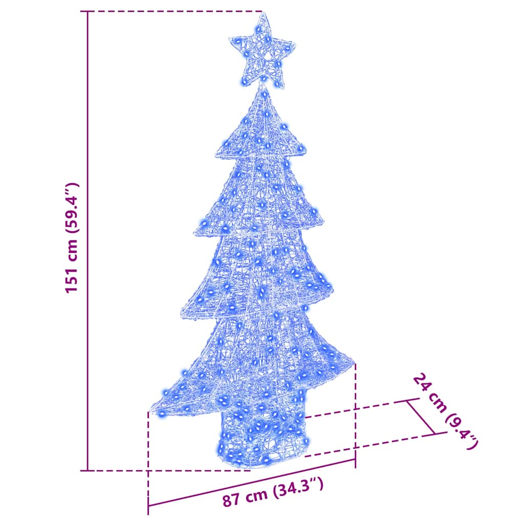 Sapin de Noël avec 160 LED Bleu 150 cm Acrylique - XIOS