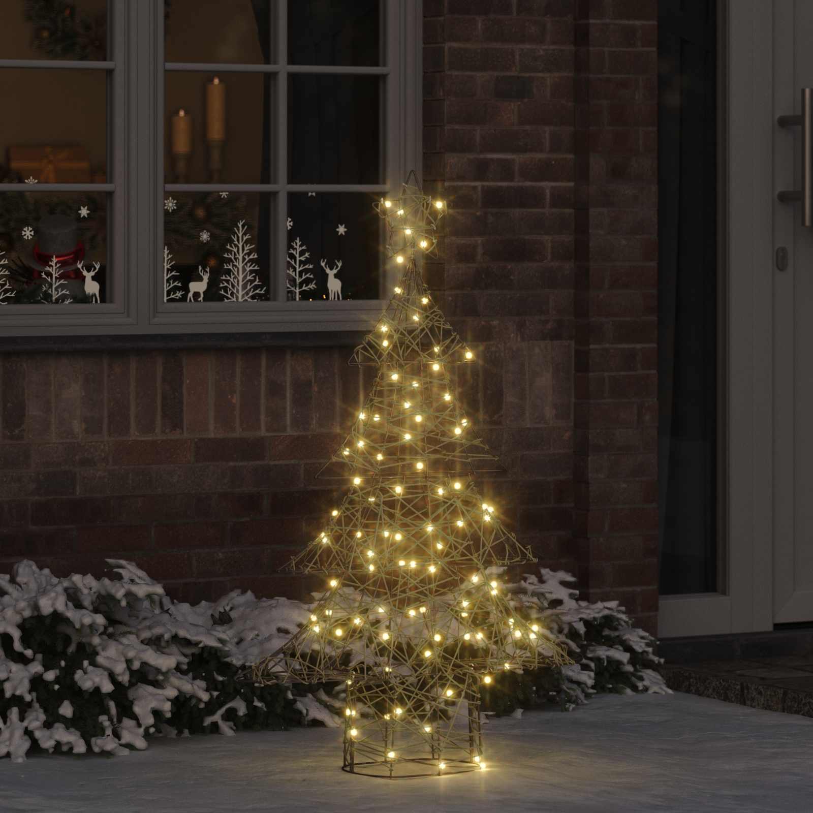Sapin de Noël avec 120 LED Blanc chaud 150 cm Rotin - XIOS