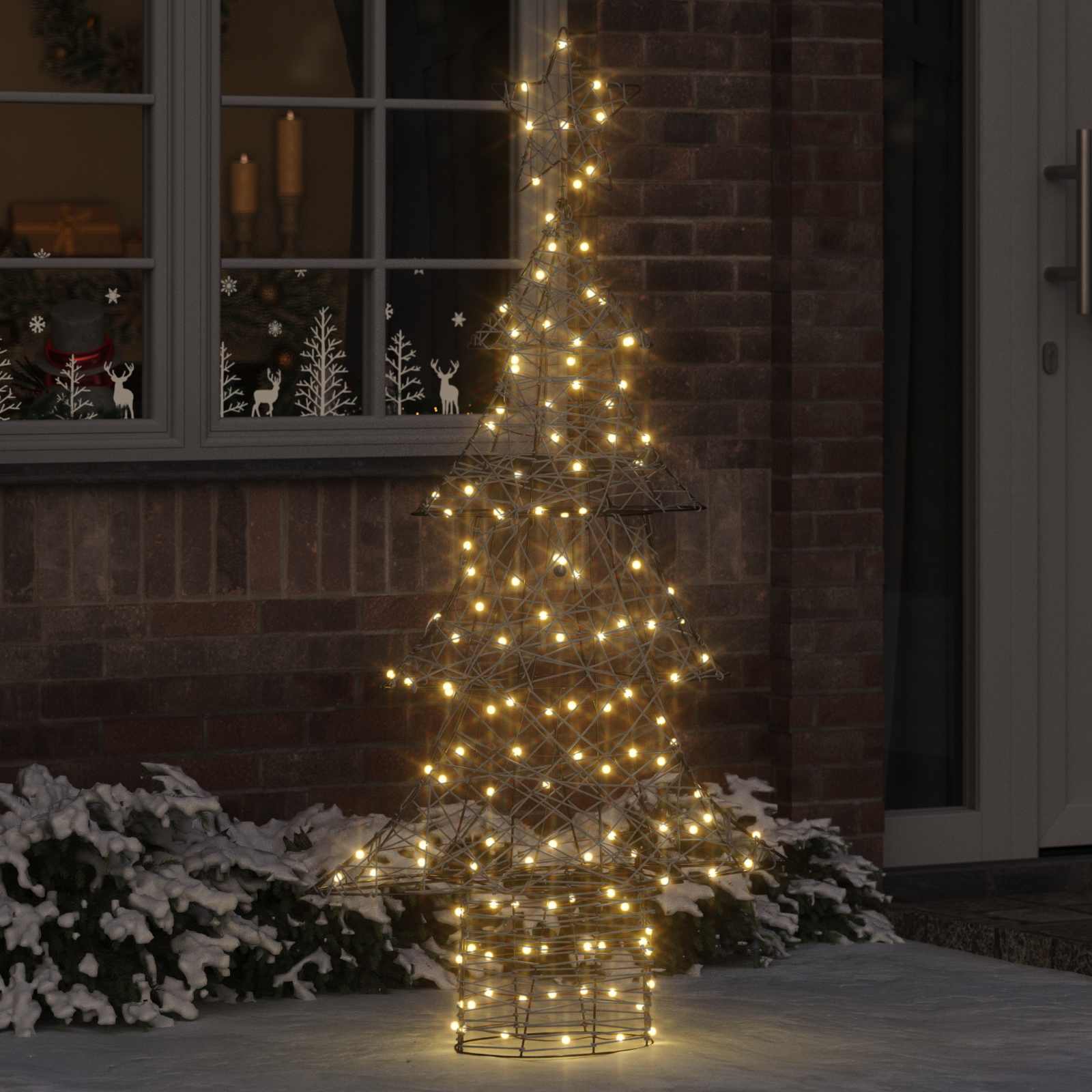 Sapin de Noël avec 160 LED Blanc chaud 150 cm Rotin - XIOS