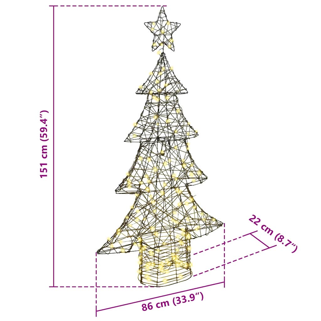 Sapin de Noël avec 160 LED Blanc chaud 150 cm Rotin - XIOS