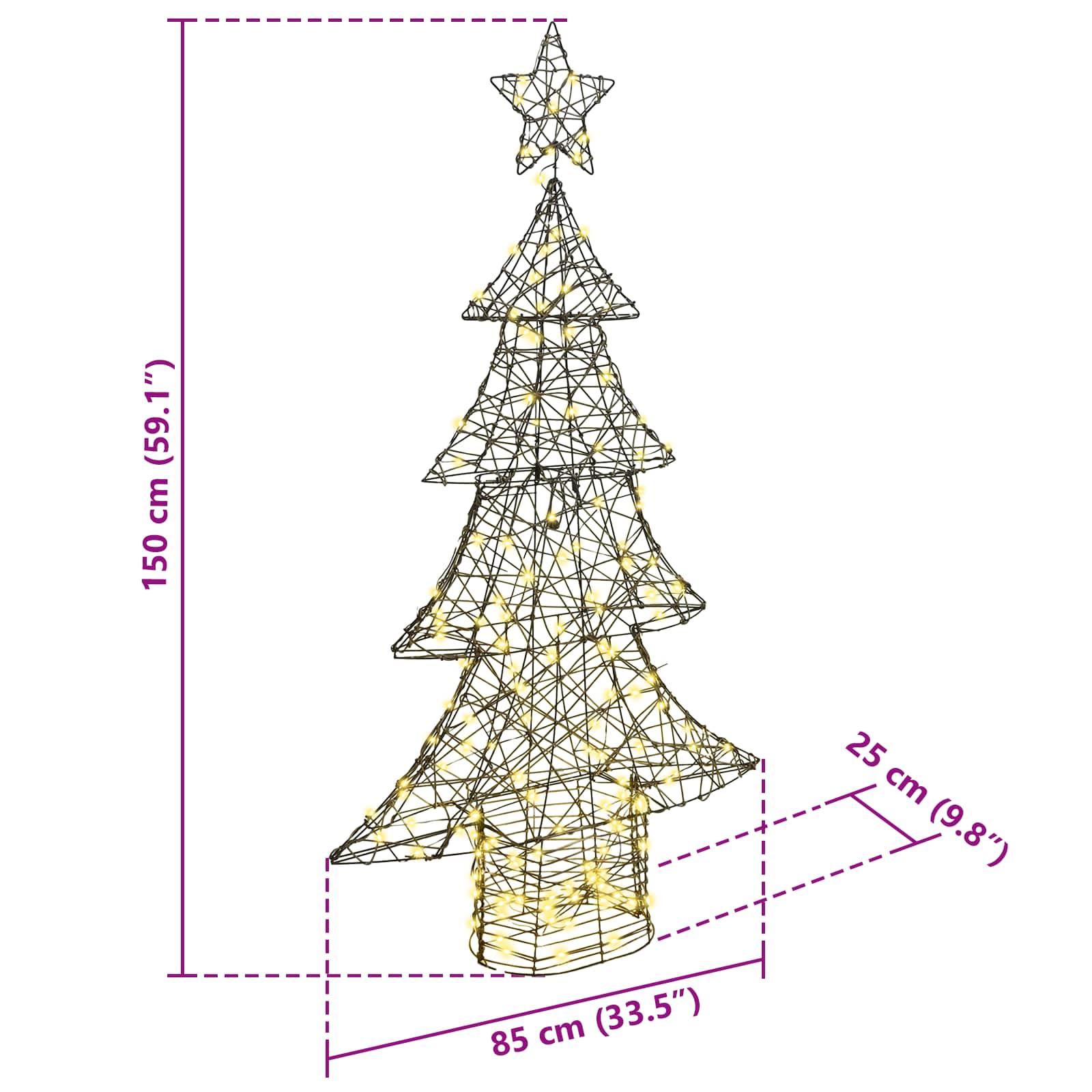 Sapin de Noël avec 160 LED Blanc chaud 150 cm Rotin - XIOS