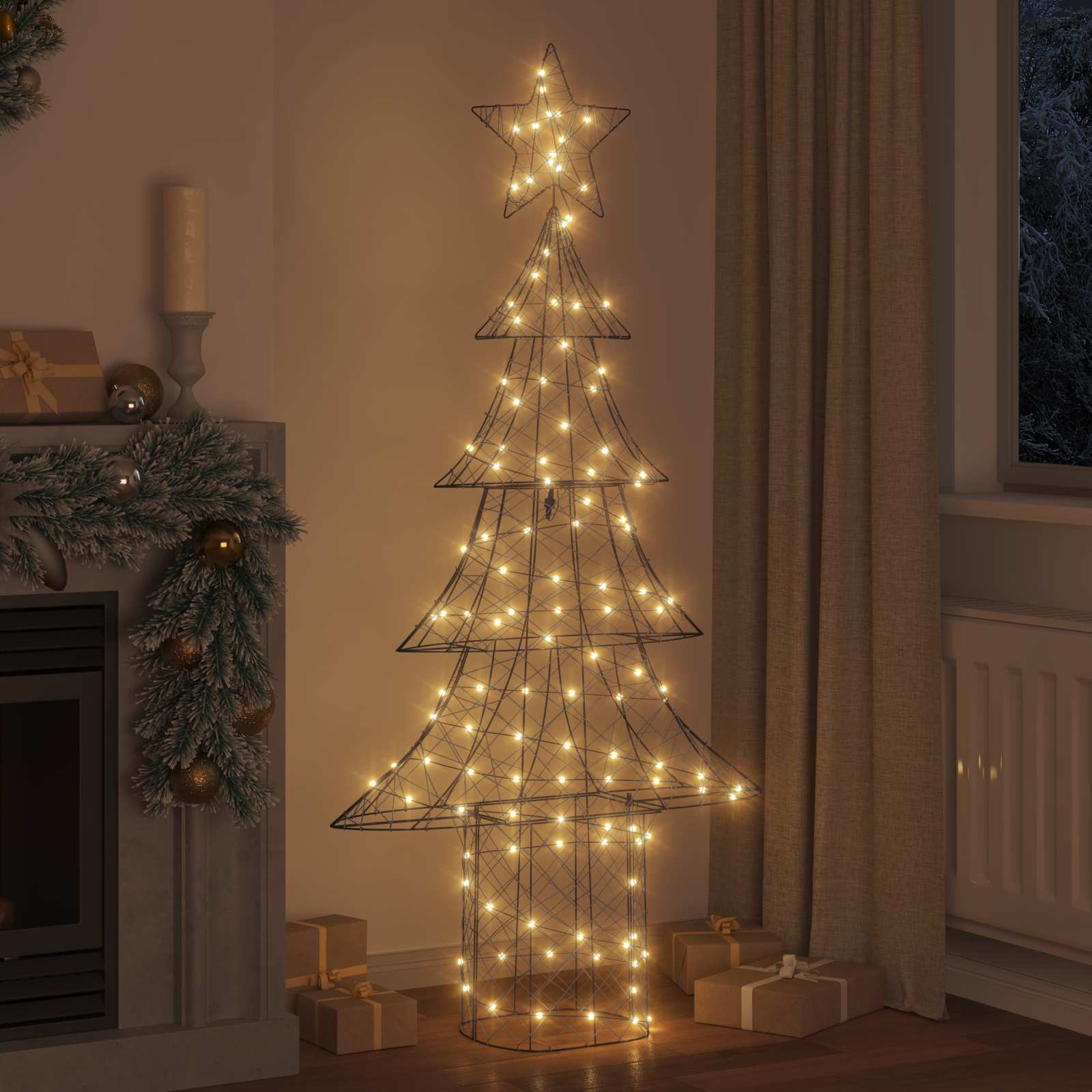 Sapin de Noël avec 240 LED Blanc chaud 180 cm Rotin - XIOS