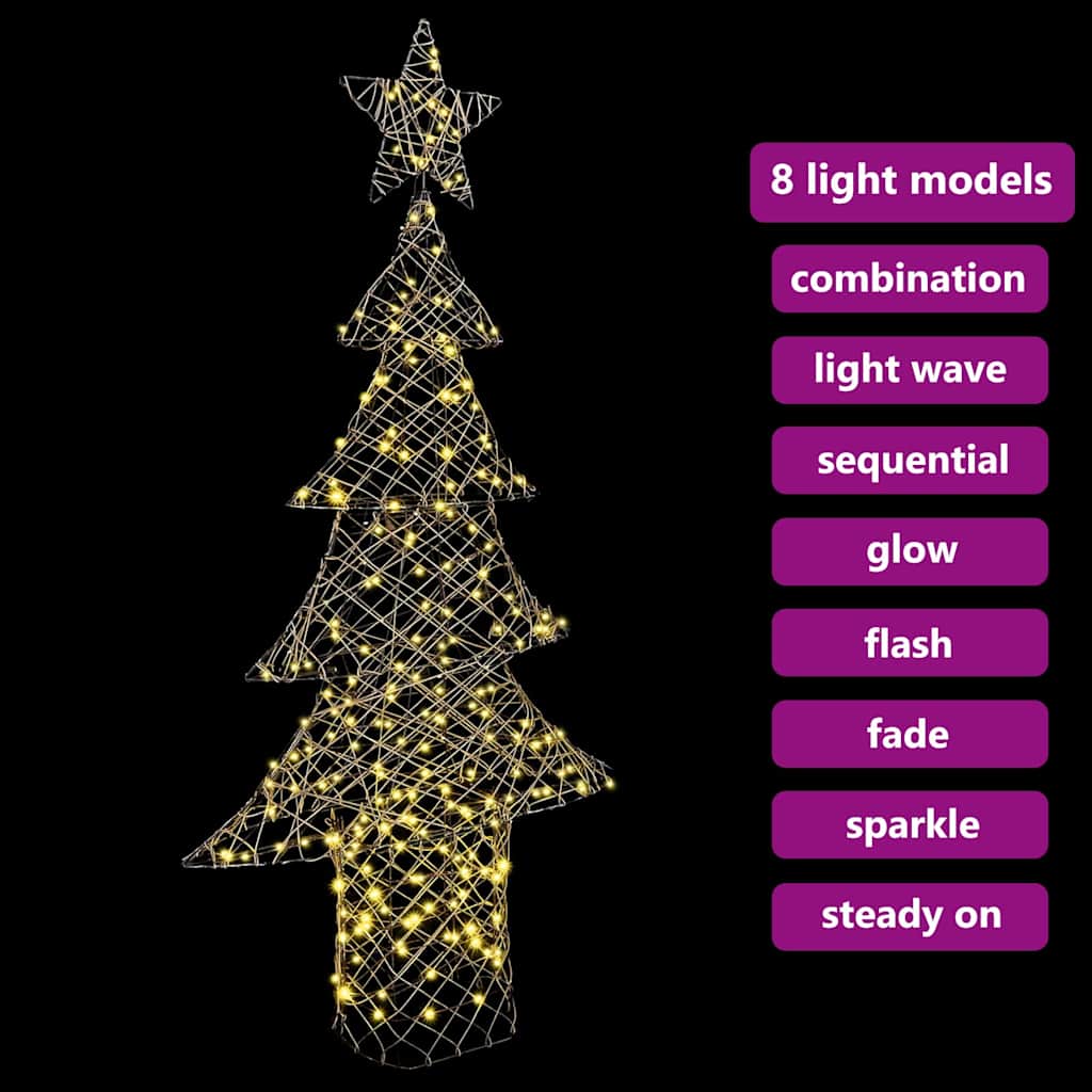 Sapin de Noël avec 240 LED Blanc chaud 180 cm Rotin - XIOS