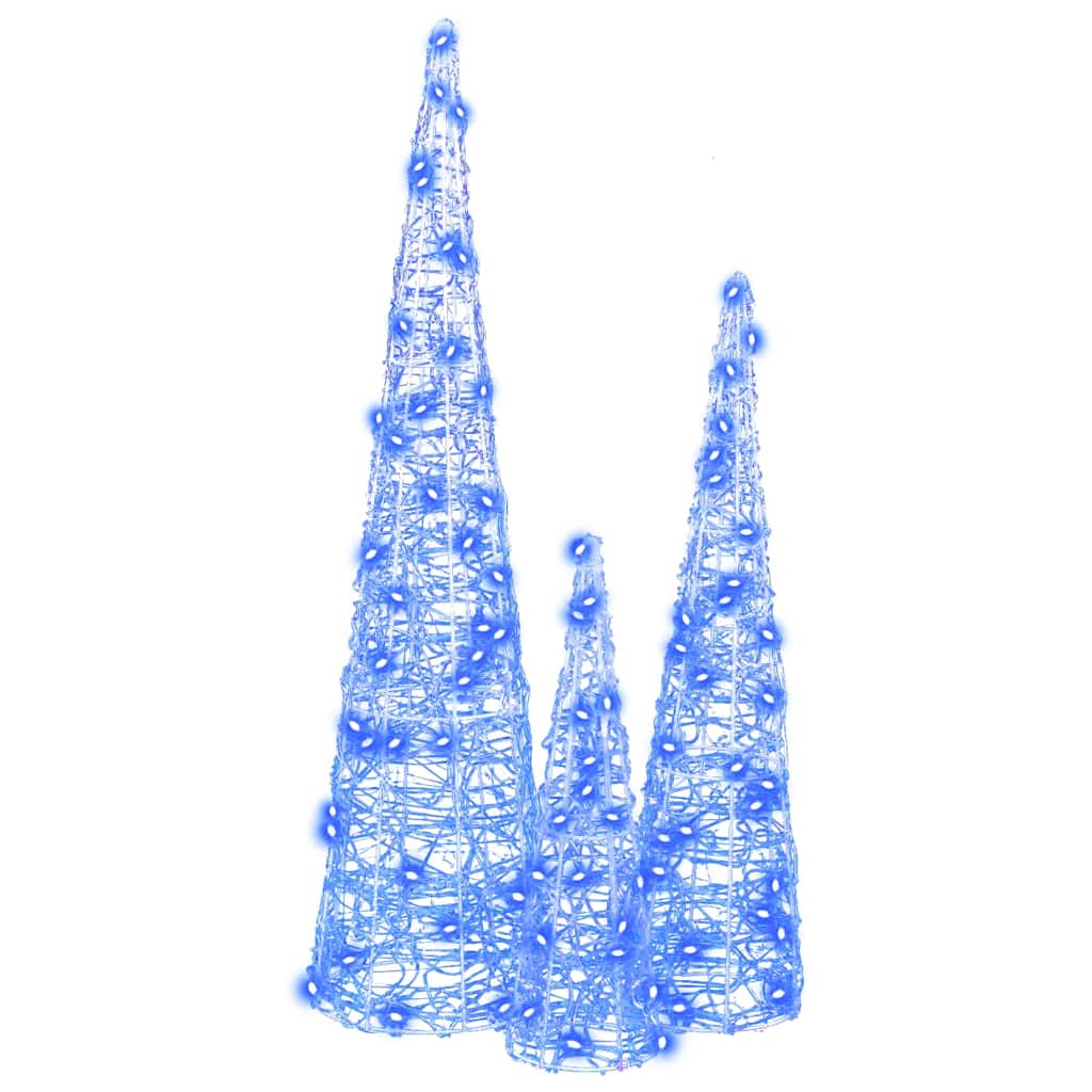 Sapin de Noël avec 90 LED 3 pcs Bleu 20 x 20 x 80 cm Acrylique - XIOS