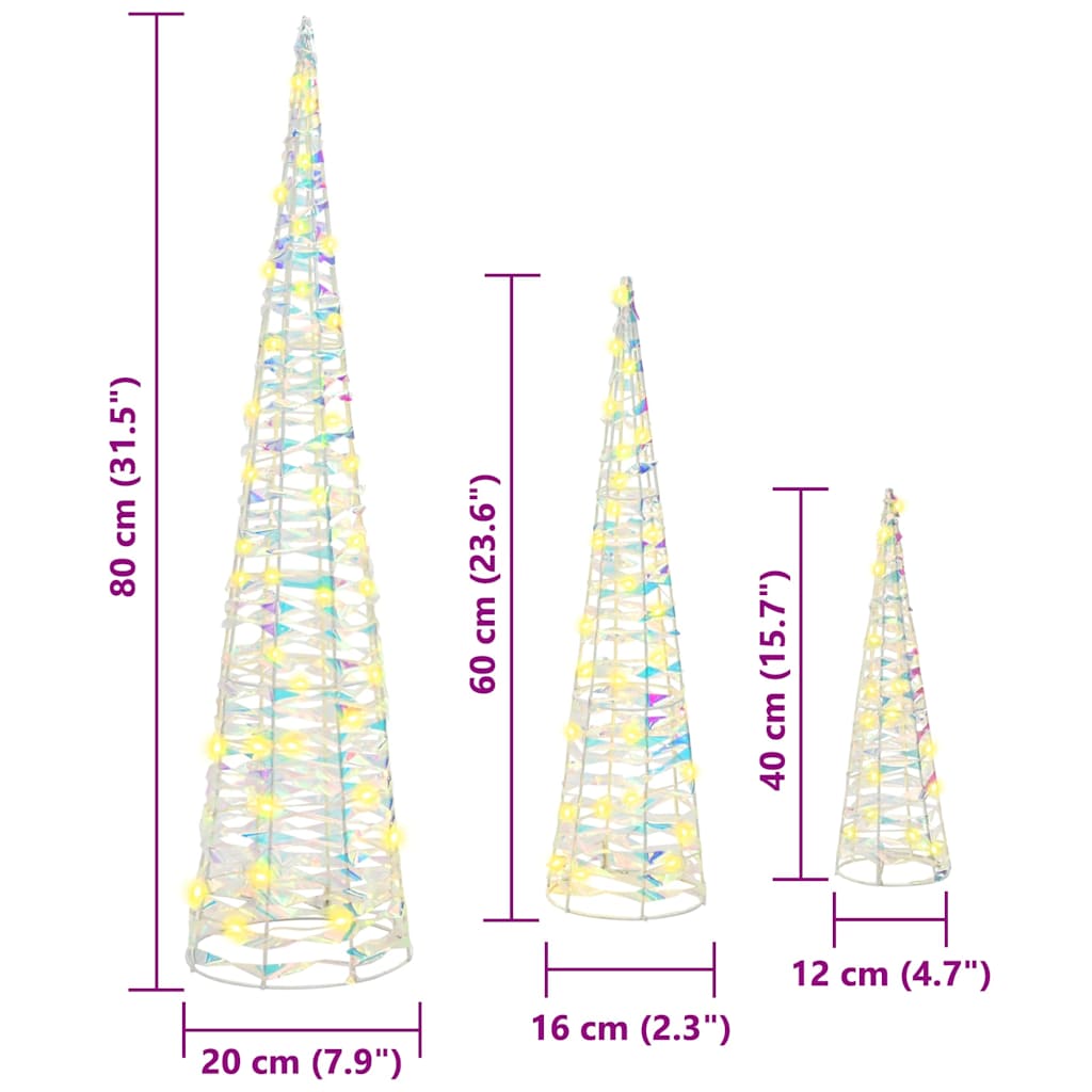 Sapin de Noël avec 90 LED 3 pcs Blanc chaud 20 x 20 x 80 cm PET - XIOS