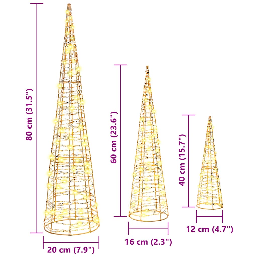 Sapin de Noël avec 90 LED 3 pcs Blanc chaud 20 x 20 x 80 cm PET - XIOS