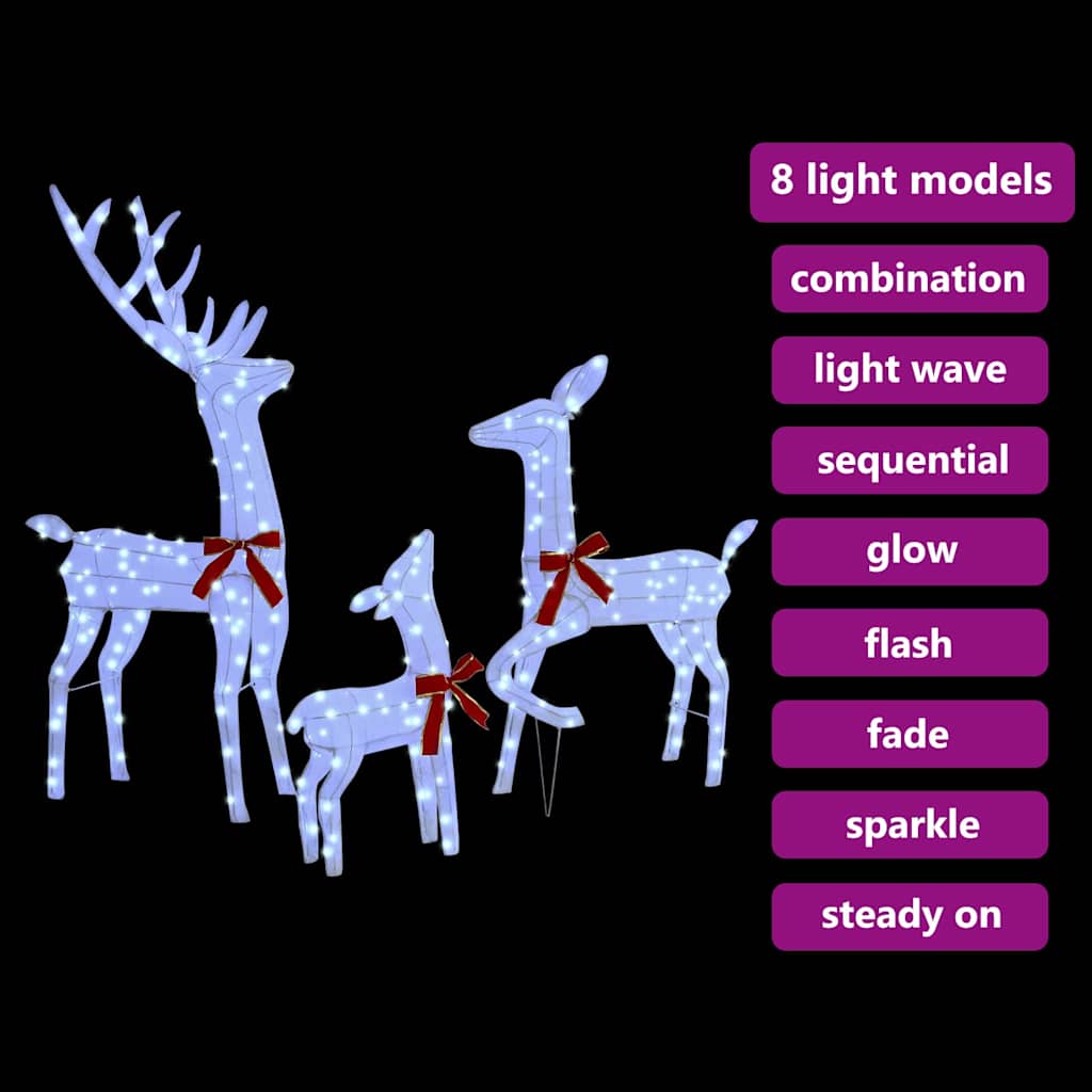 Famille de Rennes 3 pcs Blanc froid 68 x 26 x 127 cm tissu - XIOS