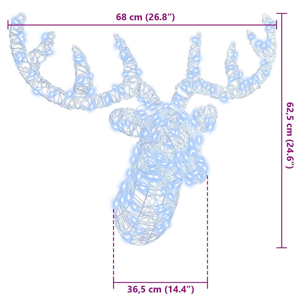 Tête de Renne avec 140 LED Blanc froid 60 cm Acrylique - XIOS