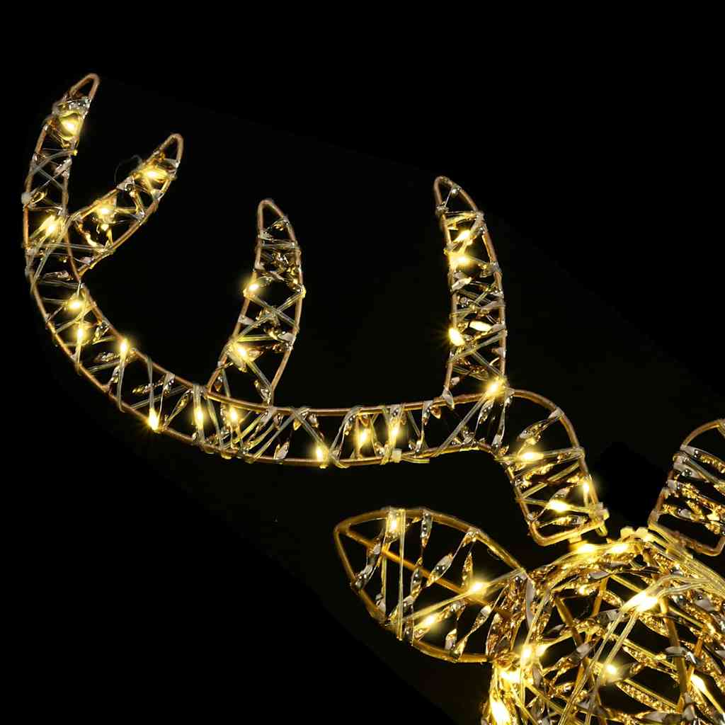 Traîneau tiré par un renne avec 140 LED Blanc chaud 60 cm Rotin - XIOS