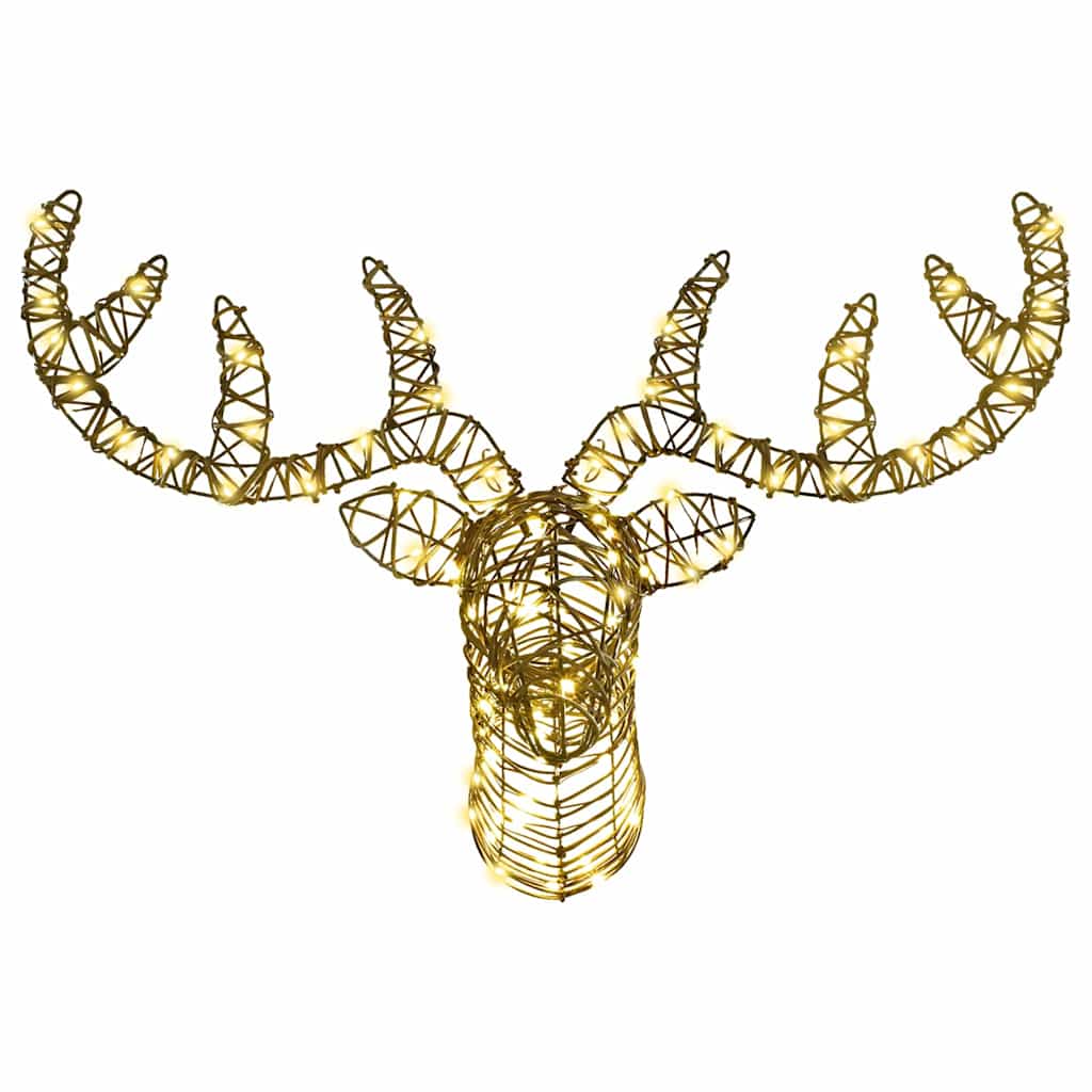 Traîneau tiré par un renne avec 140 LED Blanc chaud 60 cm Rotin - XIOS