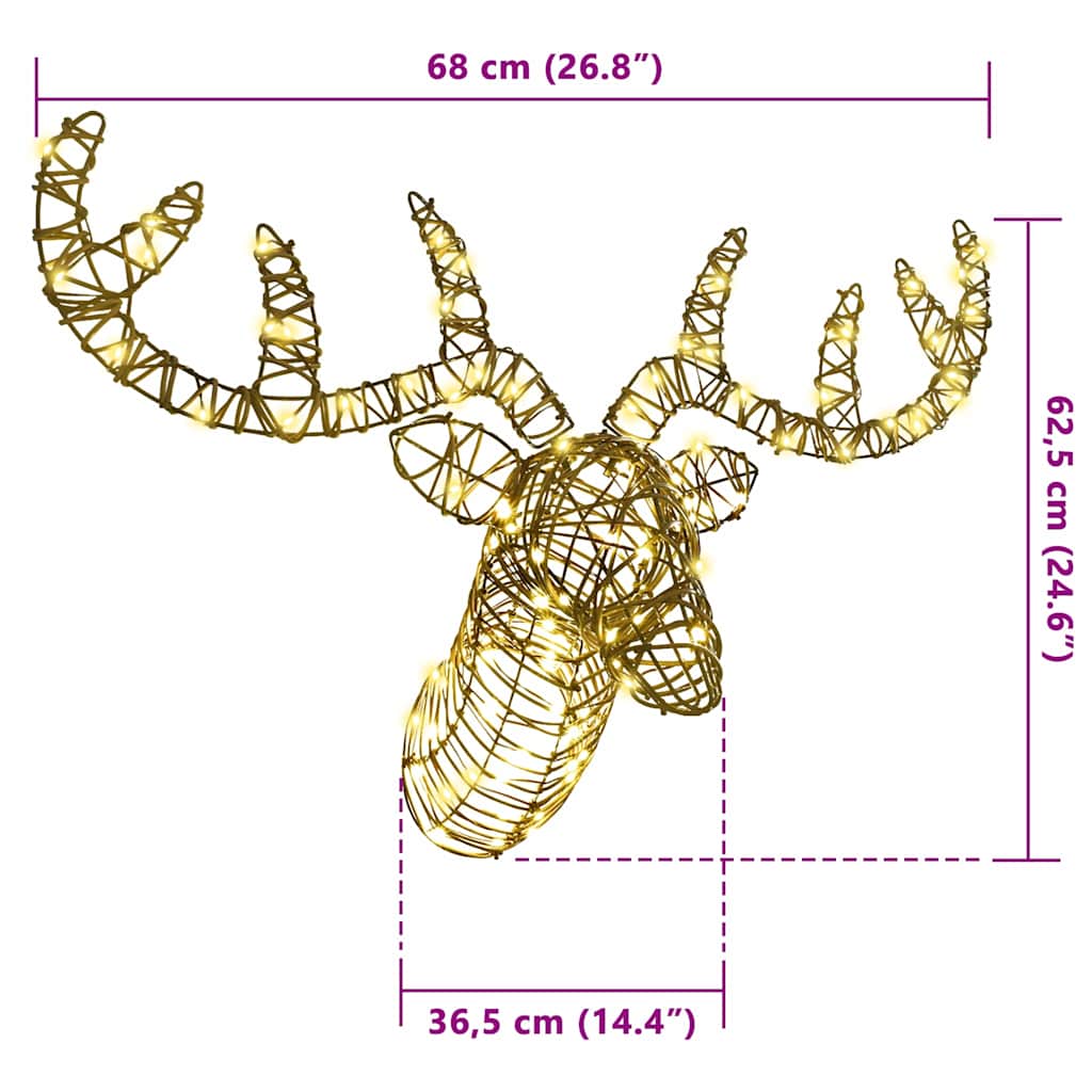 Traîneau tiré par un renne avec 140 LED Blanc chaud 60 cm Rotin - XIOS