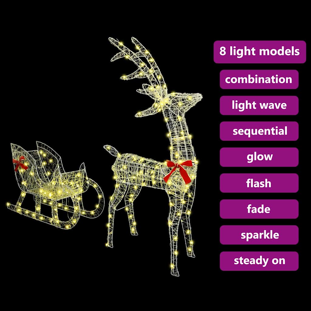 Traîneau tiré par un renne Blanc chaud 70 x 26 x 128.5 cm - XIOS
