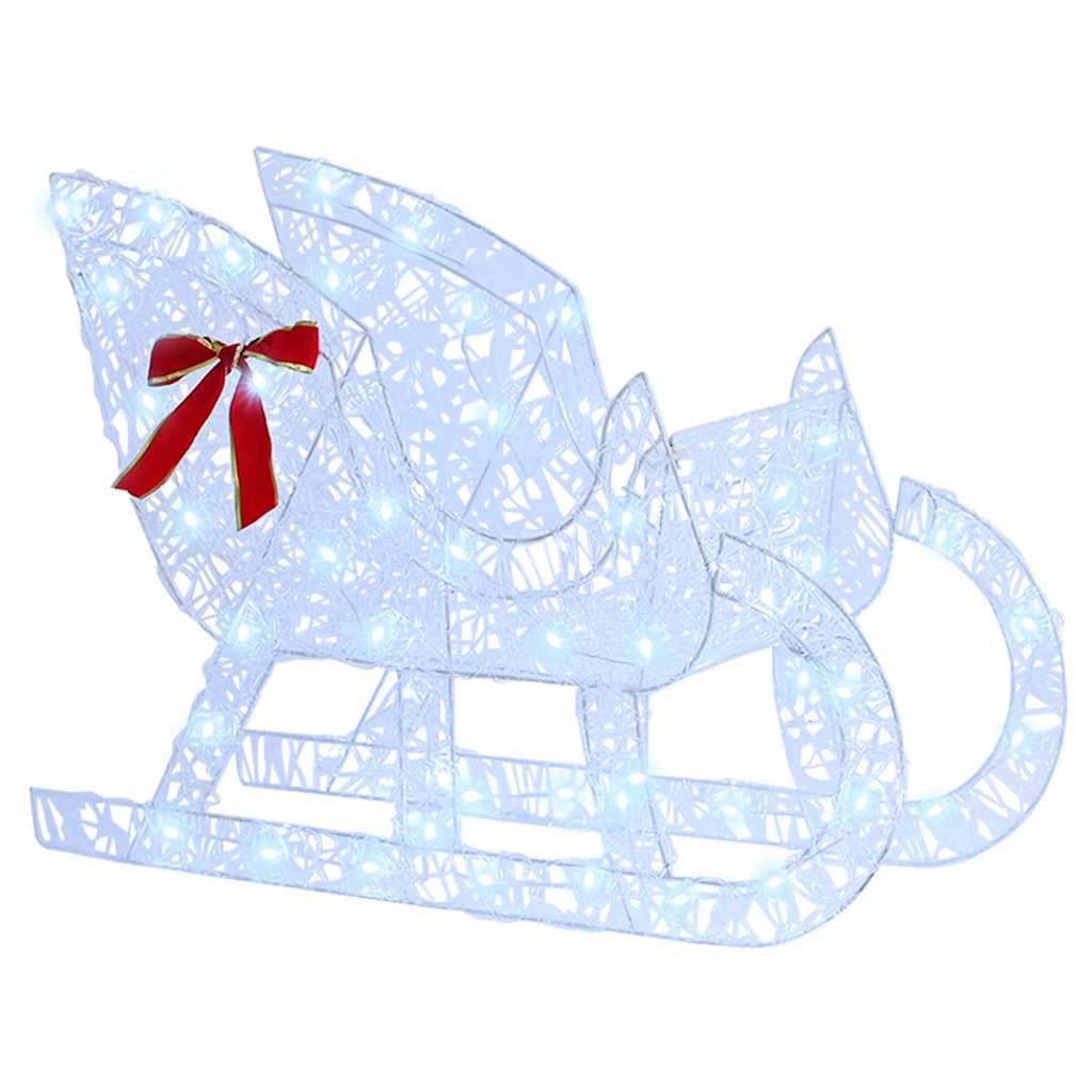 Traîneau tiré par un renne Blanc froid 70 x 26 x 128.5 cm - XIOS