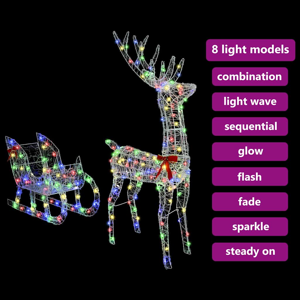 Traîneau tiré par un renne coloré 70 x 26 x 128.5 cm Acrylique - XIOS