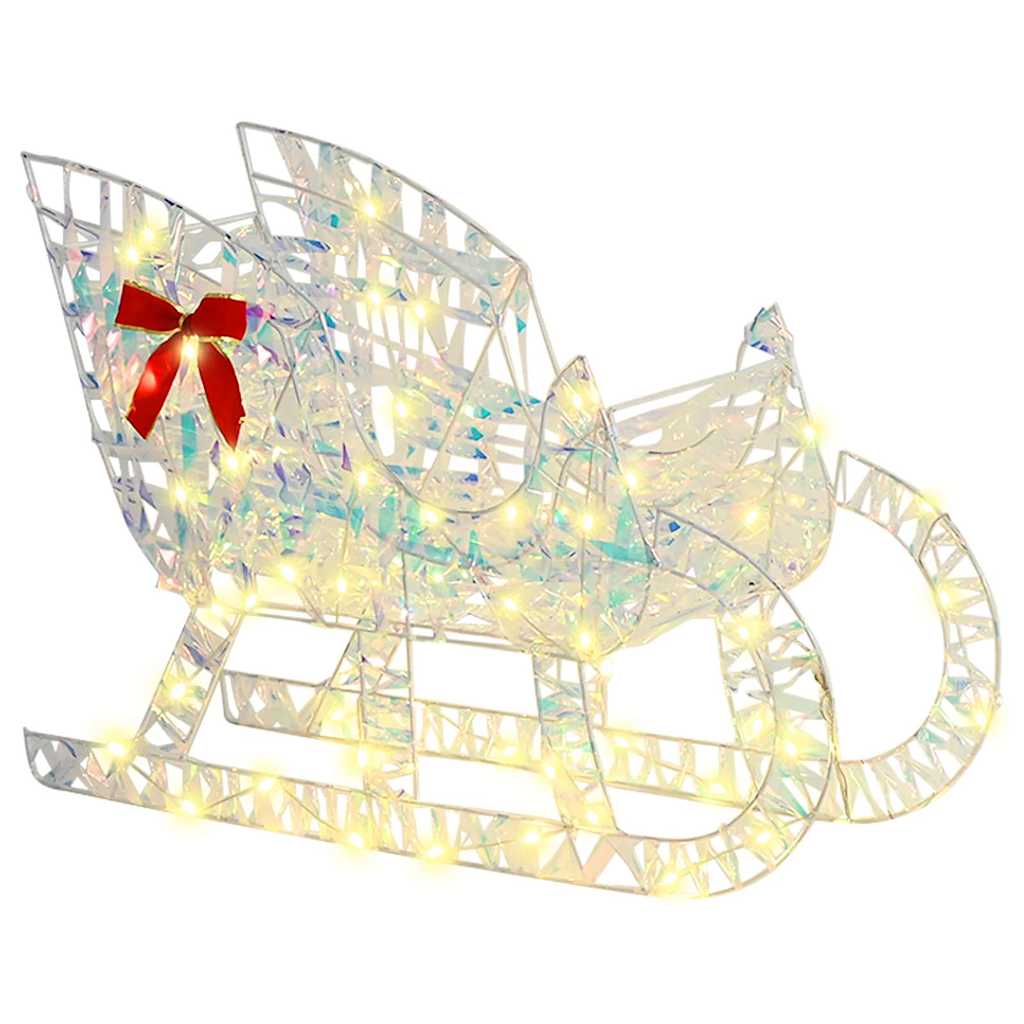 Traîneau tiré par un renne Blanc chaud 70 x 26 x 128,5 cm PET - XIOS