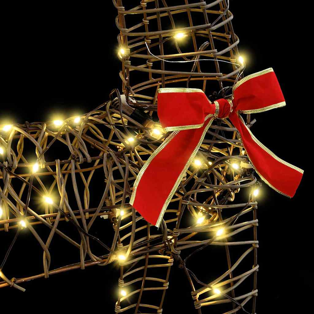 Traîneau tiré par un renne Blanc chaud 70 x 26 x 128,5 cm Rotin - XIOS