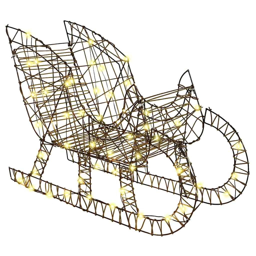 Traîneau tiré par un renne Blanc chaud 70 x 26 x 128,5 cm Rotin - XIOS