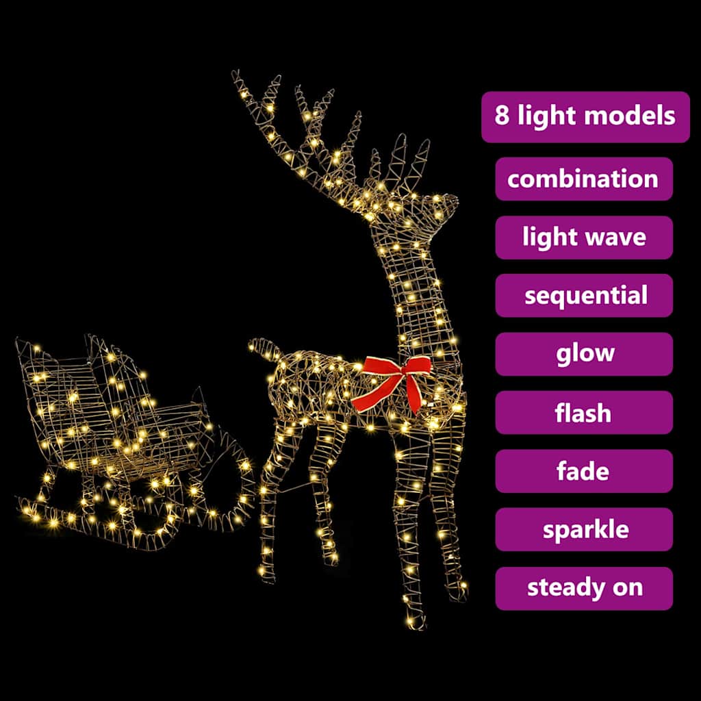 Traîneau tiré par un renne Blanc chaud 70 x 26 x 128,5 cm Rotin - XIOS