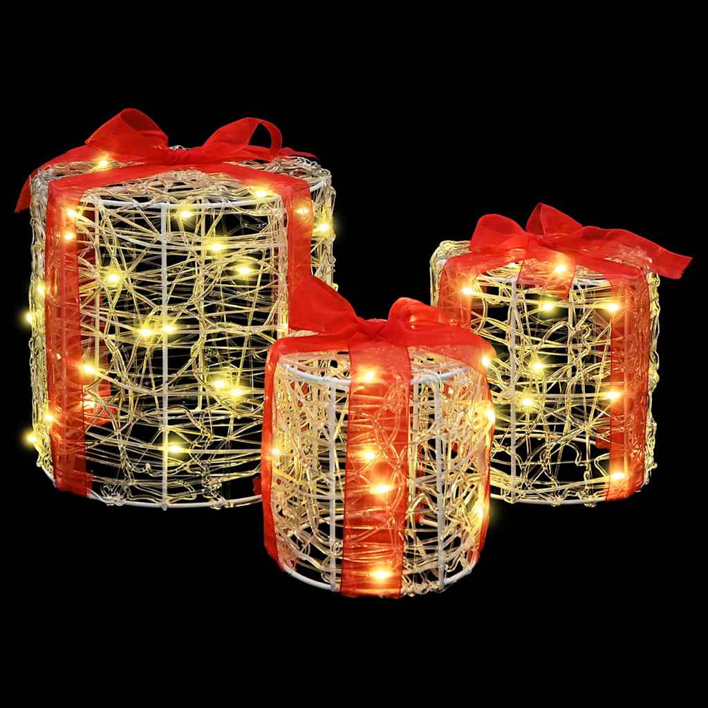 Décoration de boîte cadeau 3 pcs Blanc chaud 20 x 20 x 21 cm - XIOS