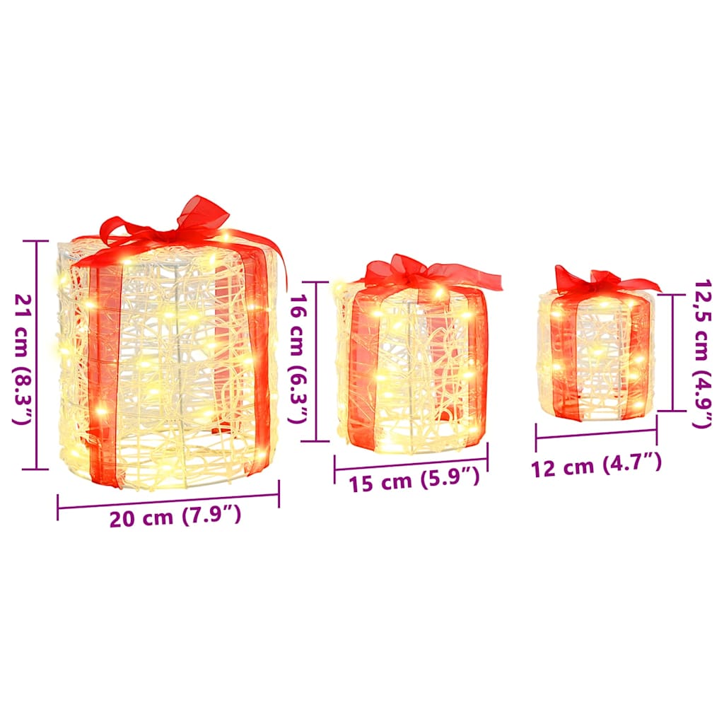 Décoration de boîte cadeau 3 pcs Blanc chaud 20 x 20 x 21 cm - XIOS