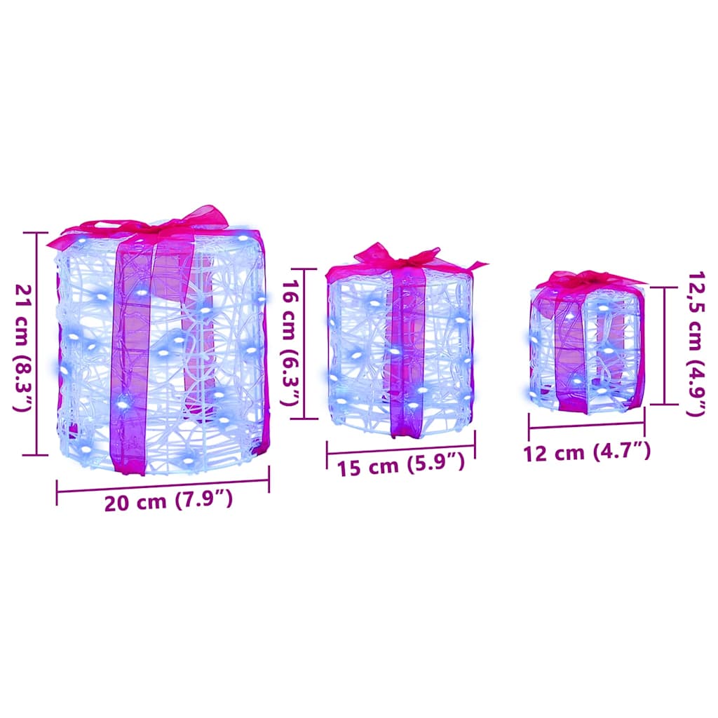 Décoration de boîte cadeau 3 pcs Bleu 20 x 20 x 21 cm Acrylique - XIOS