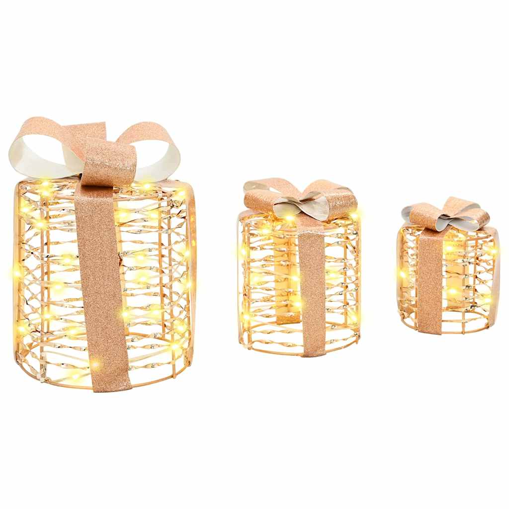 Décoration de boîte cadeau avec 60 LED 3 pcs Blanc chaud PET - XIOS