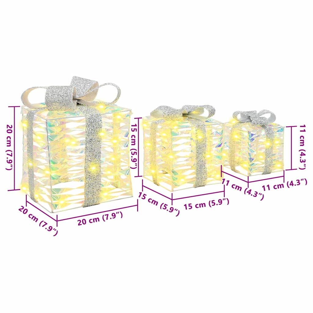 Boîte Cadeau avec 60 LED 3 pcs Blanc chaud 20 x 20 x 20 cm PET - XIOS