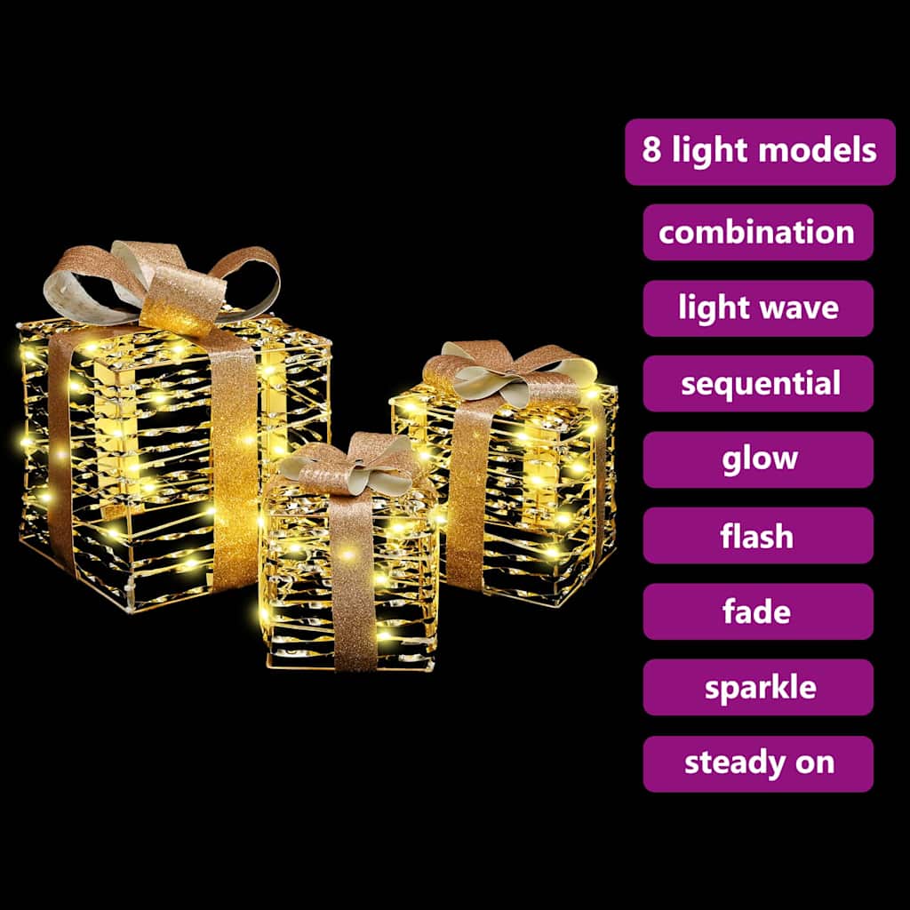 Boîte Cadeau avec 60 LED 3 pcs Blanc chaud 20 x 20 x 20 cm PET - XIOS