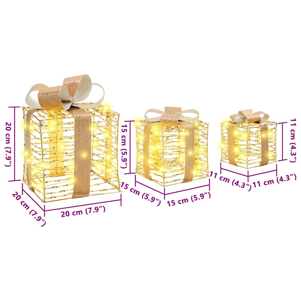 Boîte Cadeau avec 60 LED 3 pcs Blanc chaud 20 x 20 x 20 cm PET - XIOS