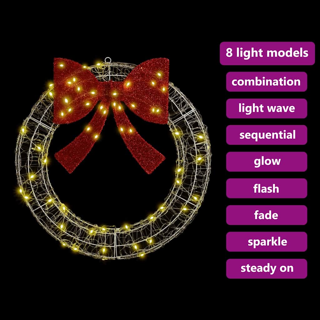 Couronne avec 60 LED Blanc chaud 75 cm Acrylique - XIOS