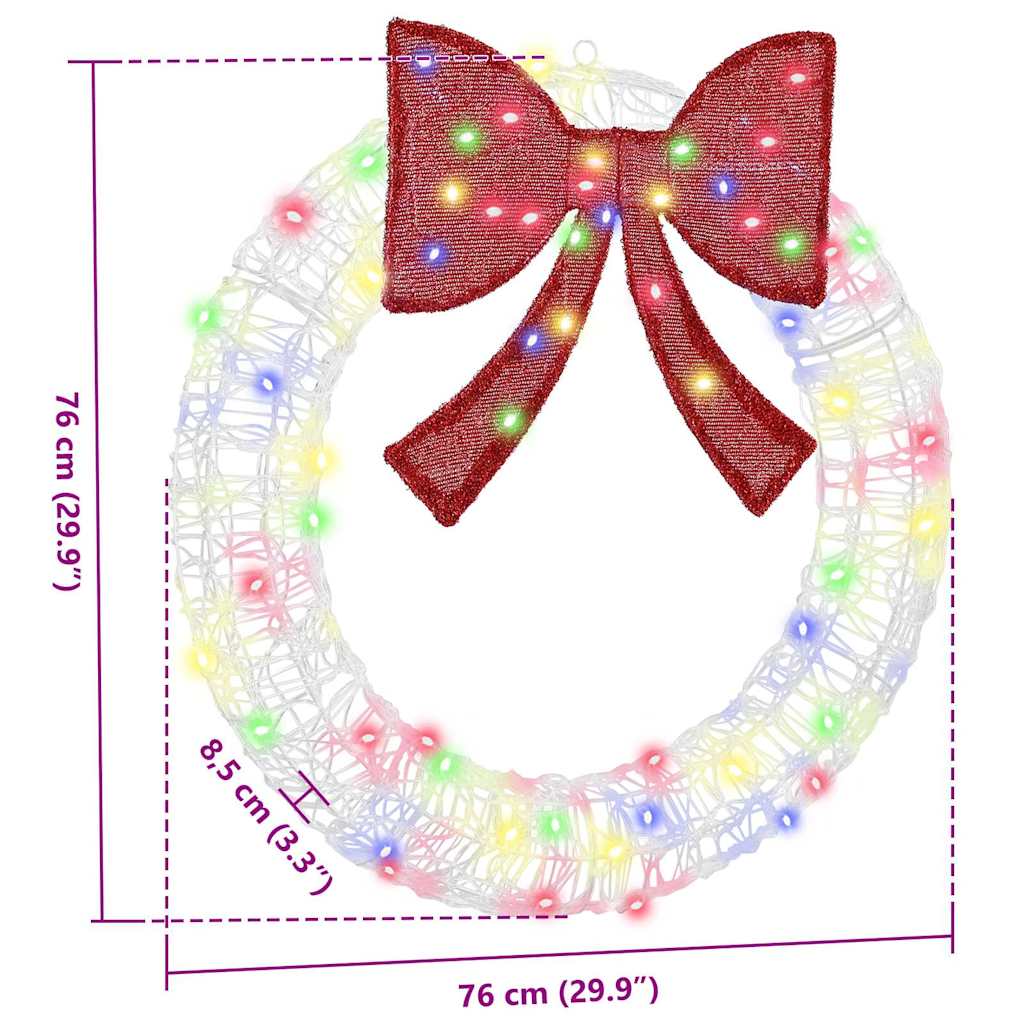 Couronne avec des lumières à LED Multicolore 75 cm Acrylique
