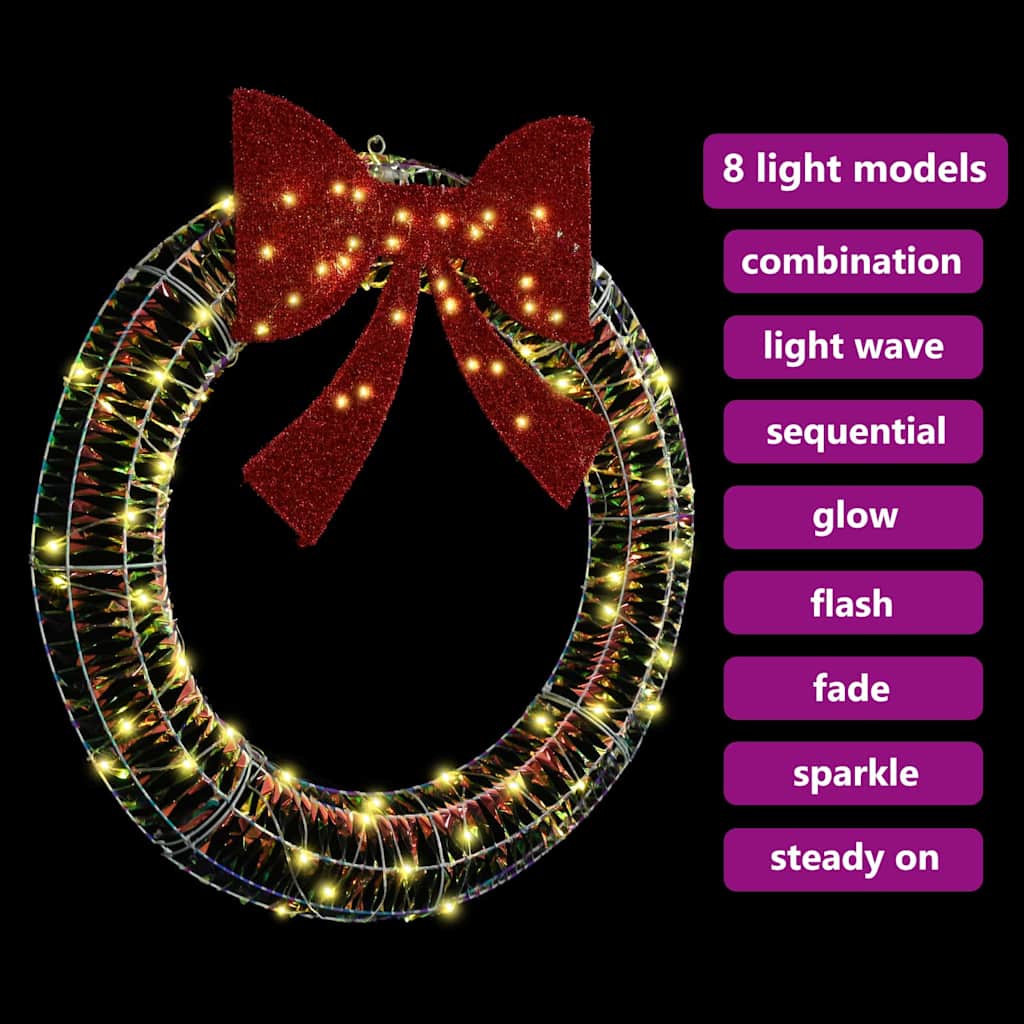 Couronne avec 80 LED Blanc chaud 90 cm PET